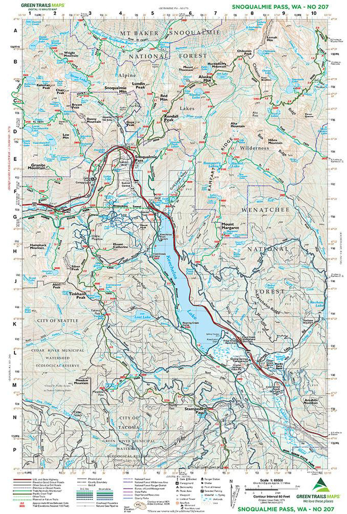 Green Trails Snoqualmie Pass Map 207