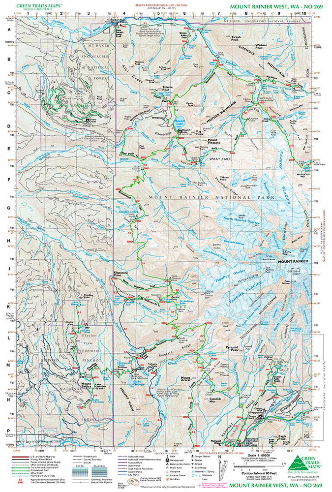 Green Trails Mount Rainier West Map 269