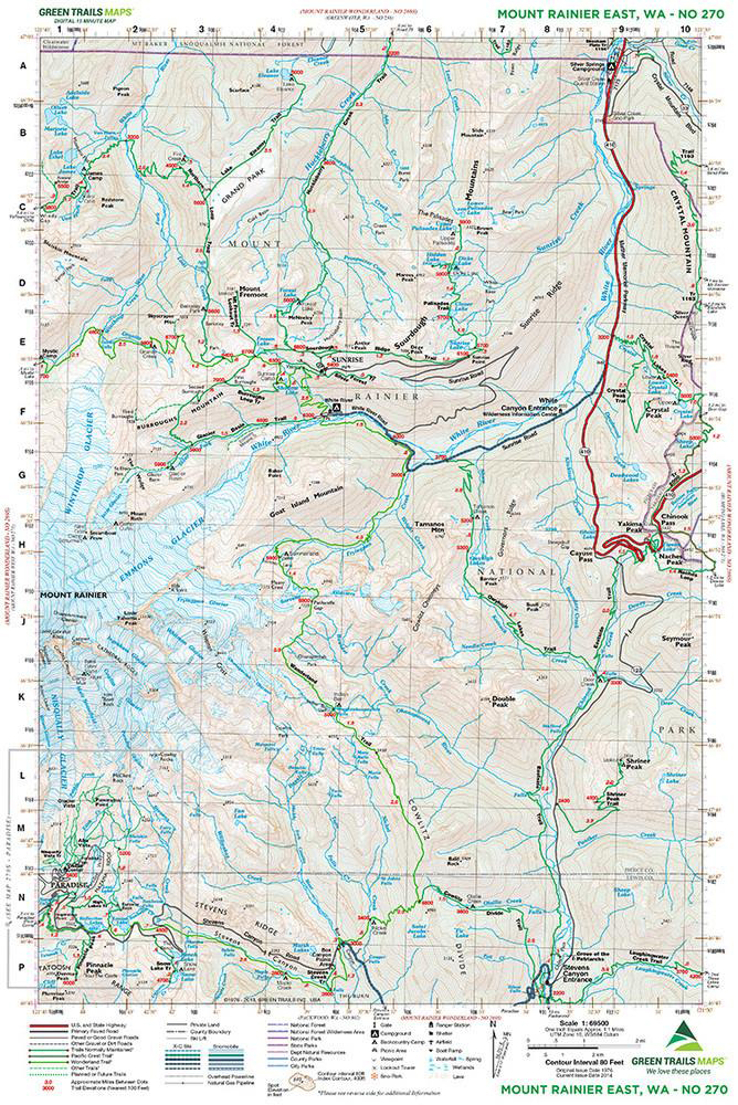 Green Trails Mount Rainier East Map 270