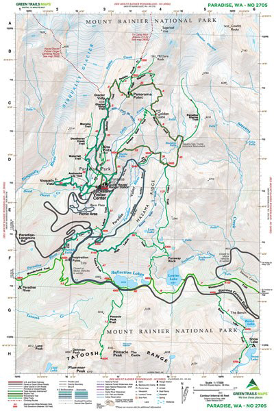 Green Trails Mount Rainier Paradise Map 270S