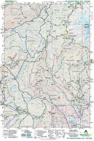 Green Trails Mount Adams West, WA Map 366