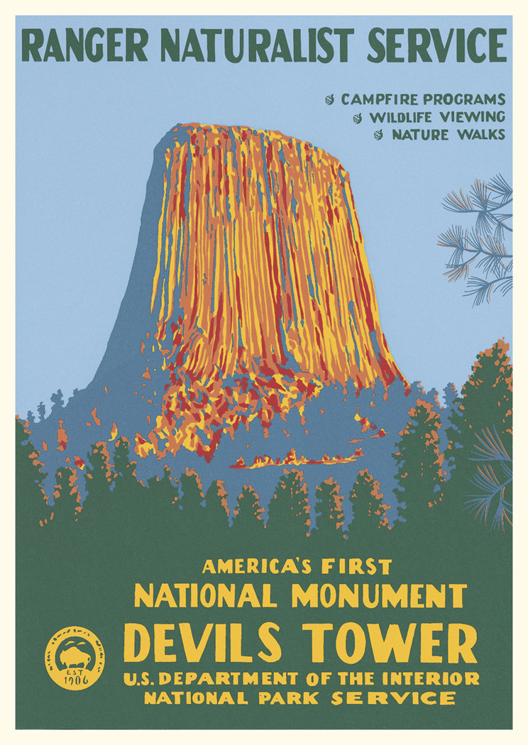 Devil's Tower National Monument Vintage Poster (Ranger Naturalist Service Series)