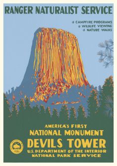 Devil's Tower National Monument Vintage Poster (Ranger Naturalist Service Series)