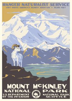 Mount McKinley (Denali) National Park Vintage Poster (Ranger Naturalist Service Series)