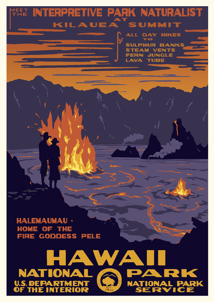 Hawaii Volcanoes National Park Vintage Poster