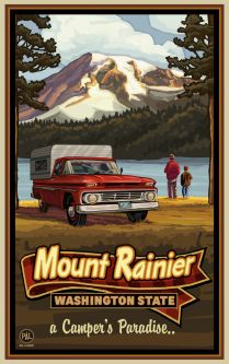 Mount Rainier Camper Poster by Paul A. Lanquist