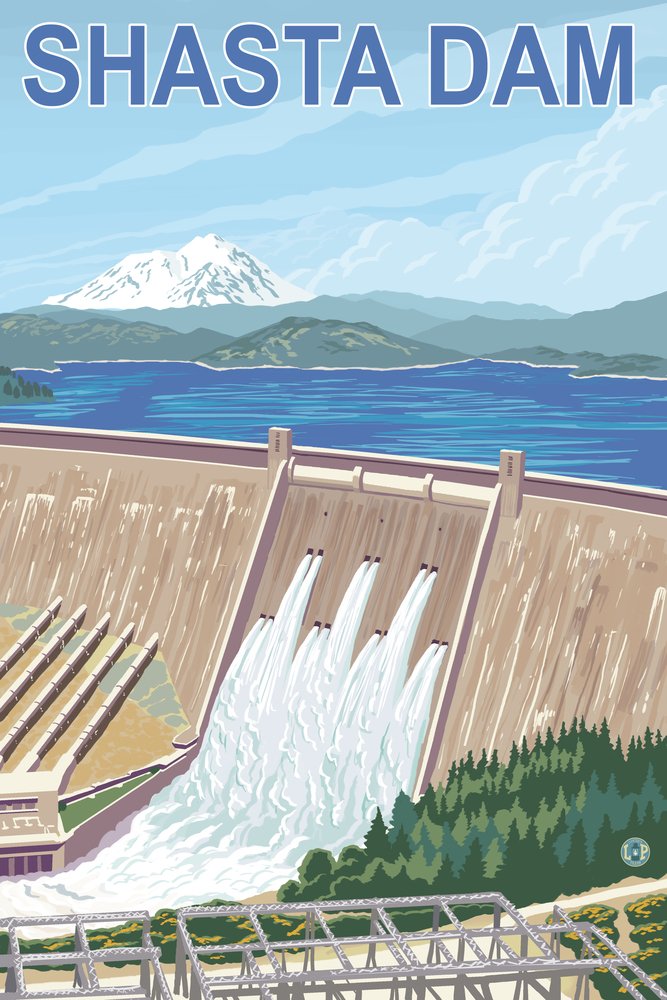 Shasta Dam Poster by Lantern Press