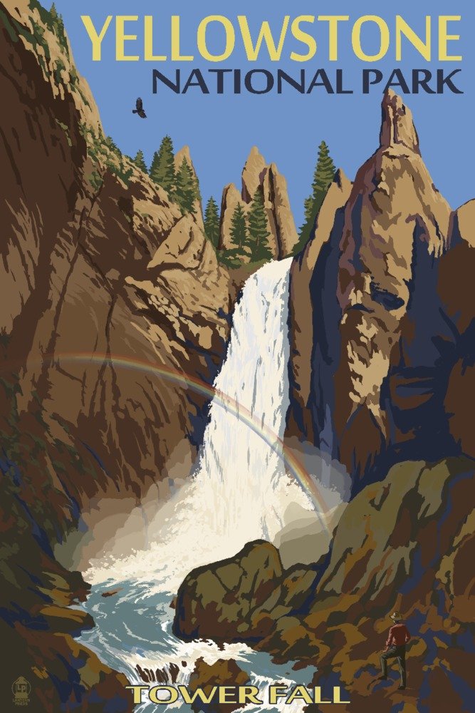 Yellowstone National Park Tower Falls Poster by Lantern Press