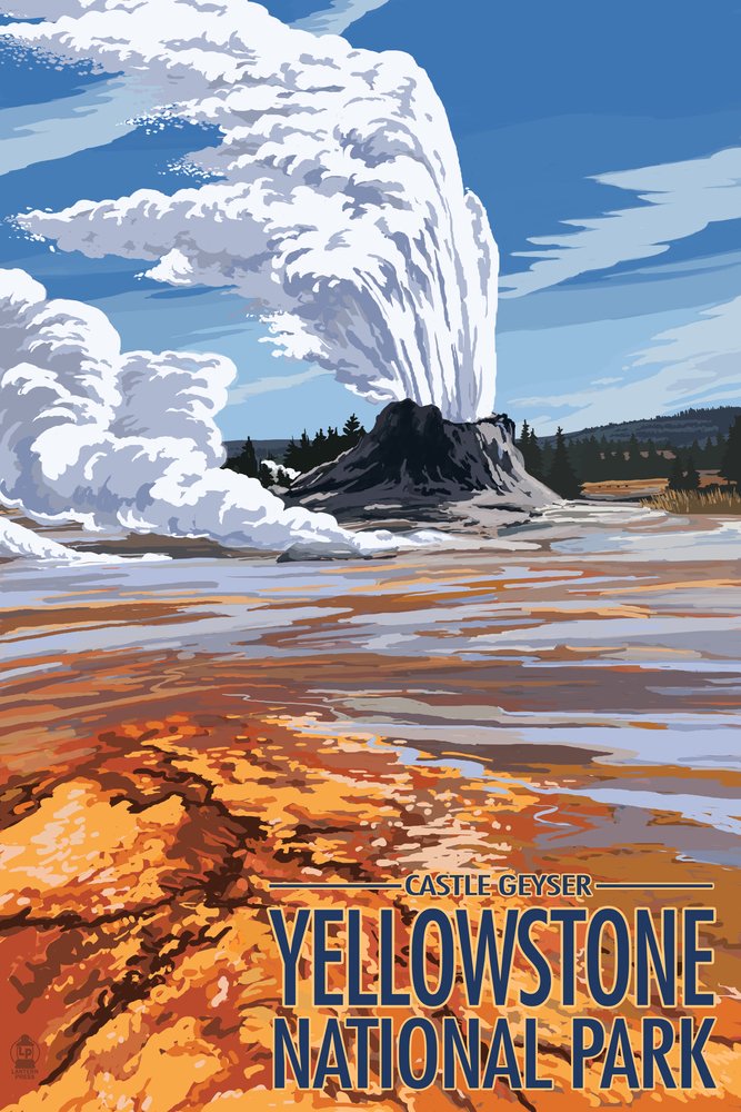Yellowstone National Park Castle Geyser Poster by Lantern Press