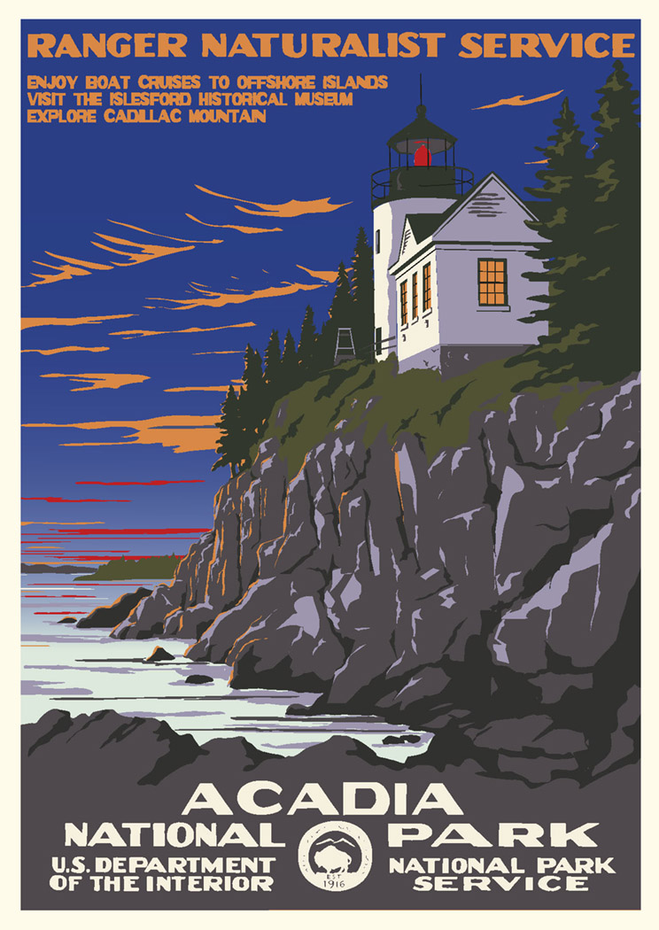 Acadia National Park Vintage Poster (Ranger Naturalist Service Series)
