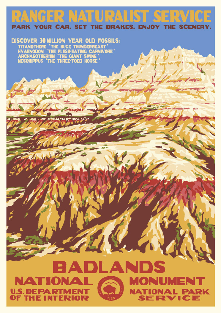 Badlands National Park Vintage Poster (Ranger Naturalist Service Series)