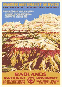 Badlands National Park Vintage Poster (Ranger Naturalist Service Series)
