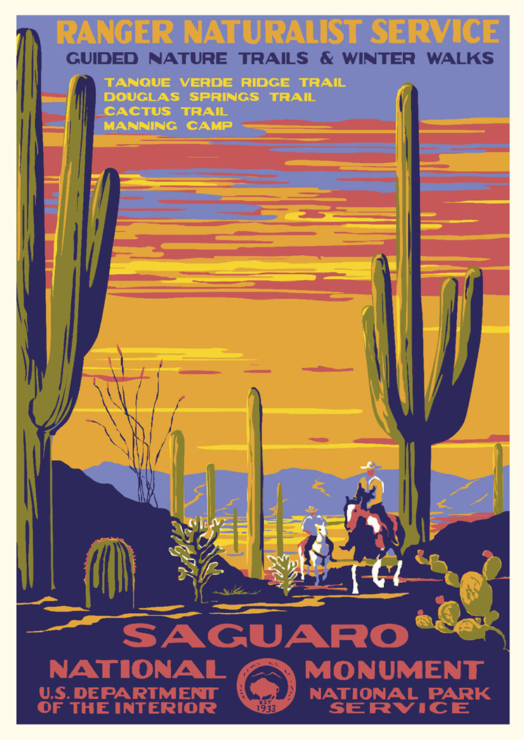 Saguaro National Monument Vintage Poster (Ranger Naturalist Service Series)