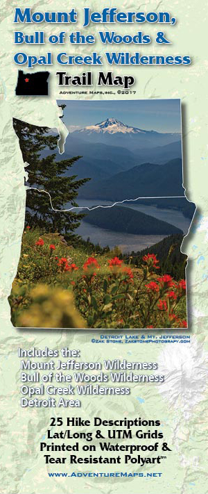 Mount Jefferson, Bull of the Woods & Opal Creek Wilderness Trail Map